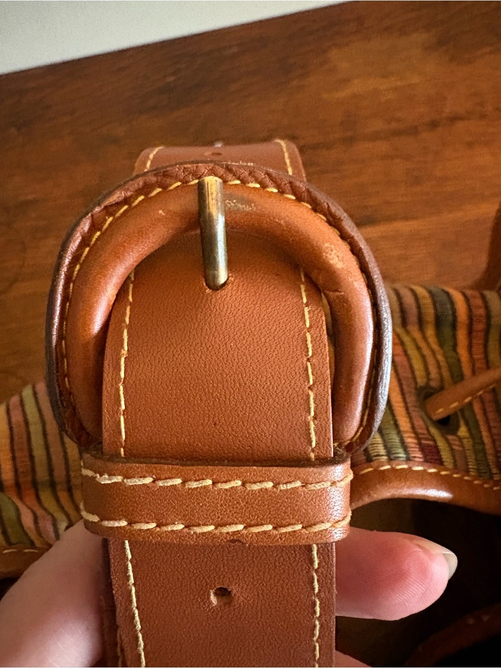 Vintage Bally Italy Multicolor Stripe Leather Drawstring Bucket Bag - Picture 10 of 13